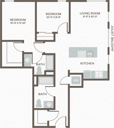 Maris Seattle, WA Two Bed Two Bath 1 935 SF
